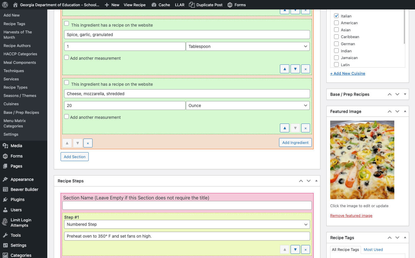 Recipe creator 2