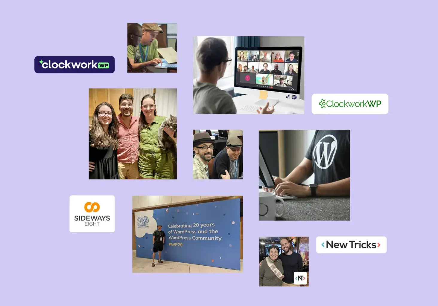 a collage of people and a computer