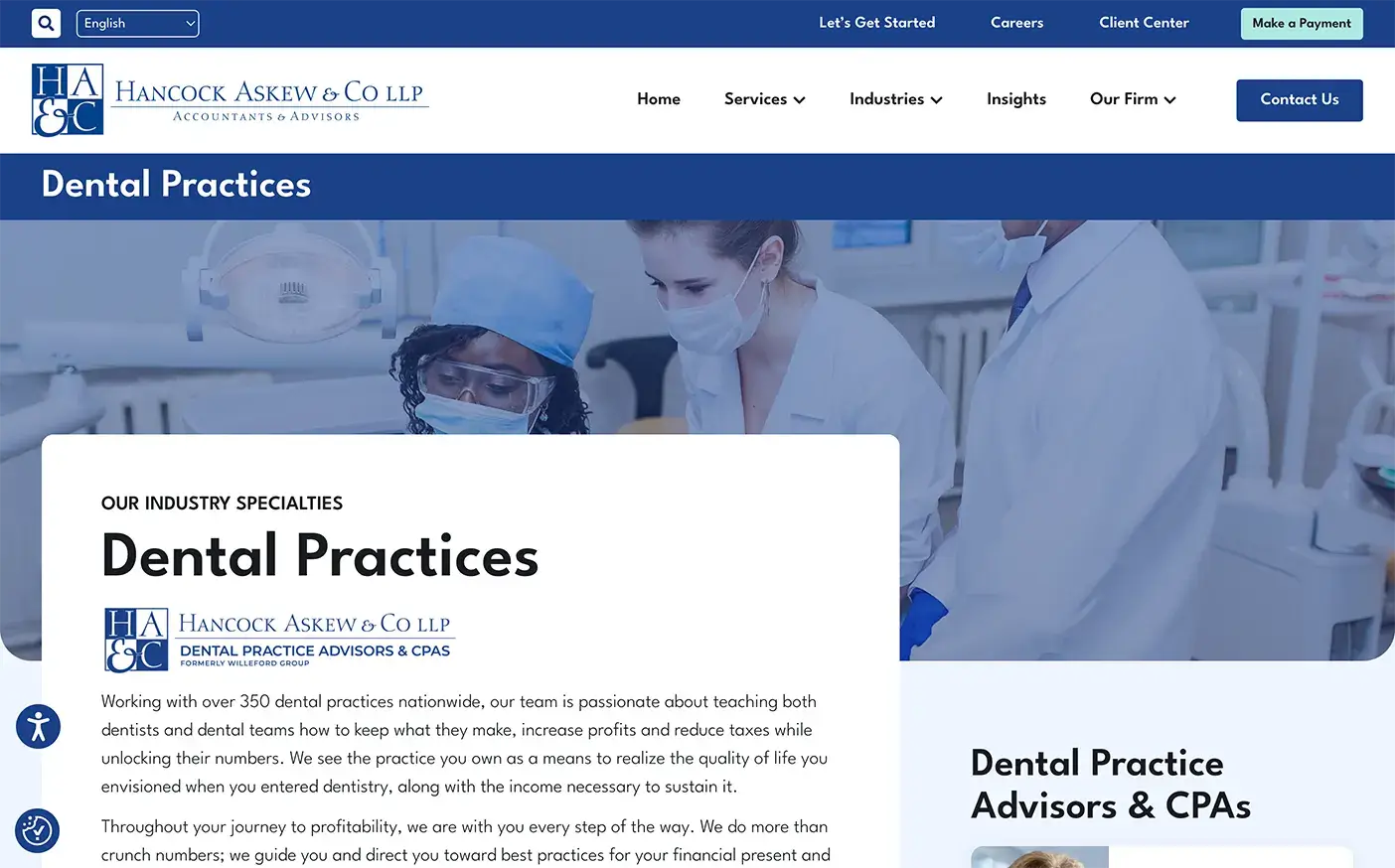 hancockaskew.com industries dental practices Clockwork Portfolio Size copy