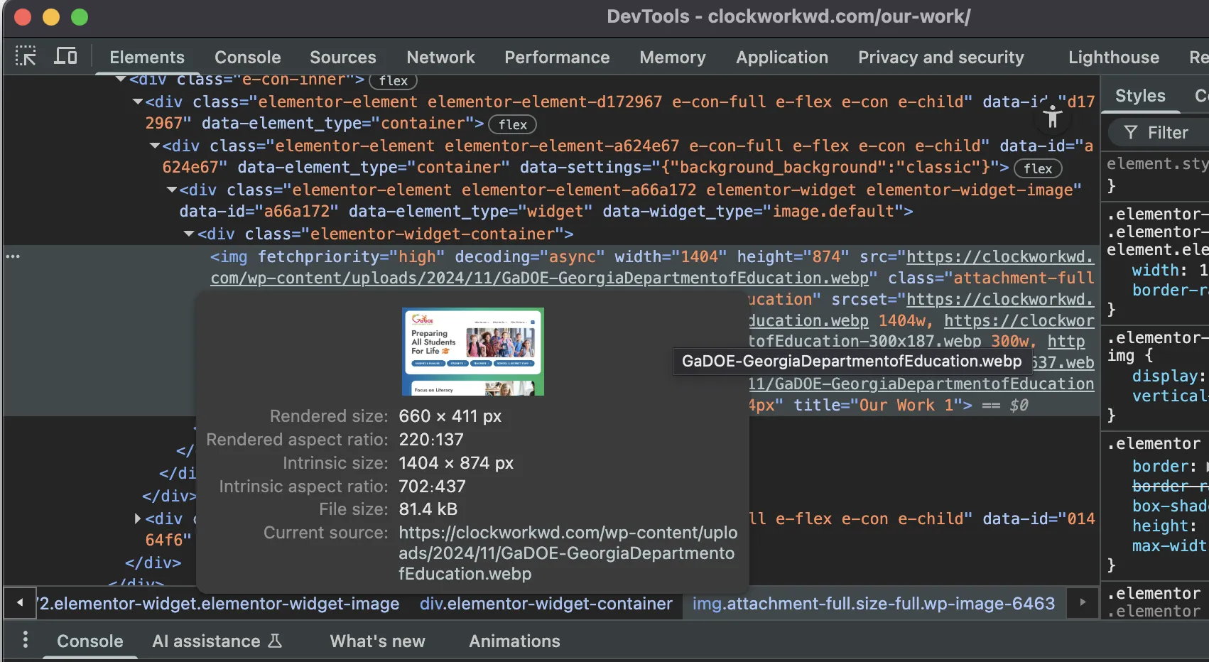 gadoe homepage image size