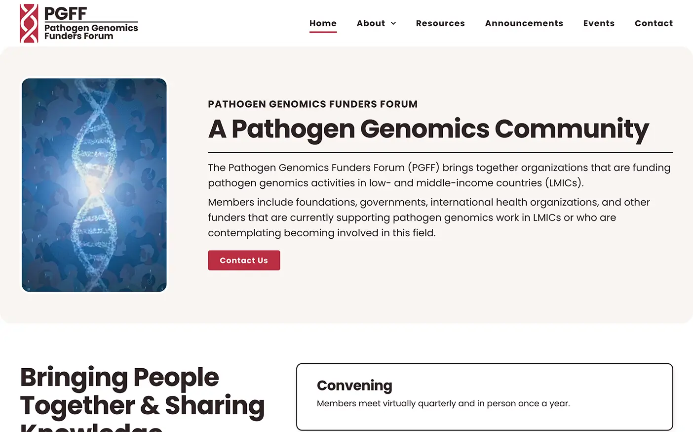 Pathogen Funders Forum Web Design Example